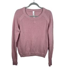 Lululemon Pointelle Crewneck Cotton Sweater Pink Haze Size Large EUC Pull Tag